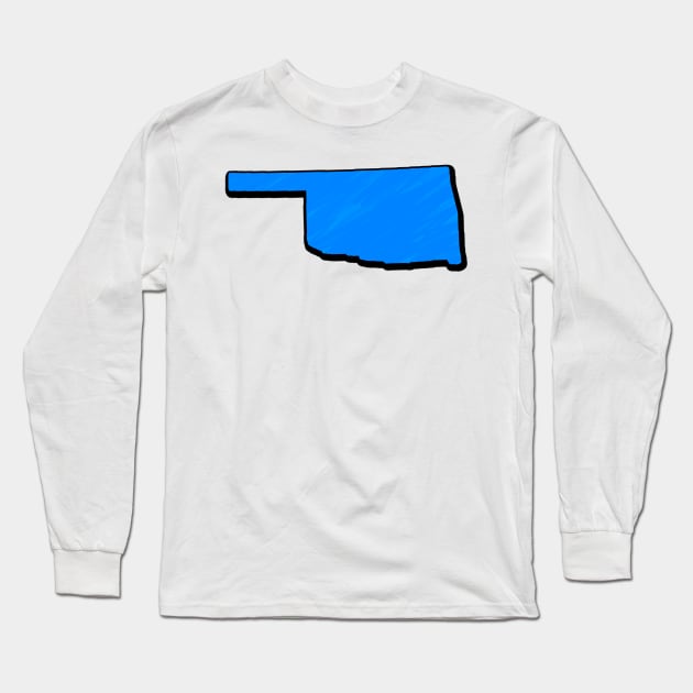 Bright Blue Oklahoma Outline Long Sleeve T-Shirt by Mookle